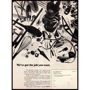 1969 US Army Recruiter Recruiting Vintage Print Ad Job You Want Tools Wall Art